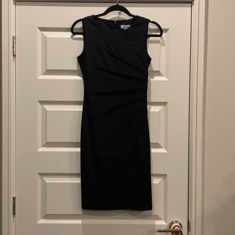 Calvin Klein black dress w/ flattering ruching
